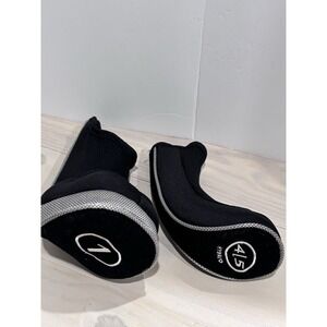 Set of 2 Golf Club Head Covers Driver #1 Hybrid 4/5 Black Gray Unbranded